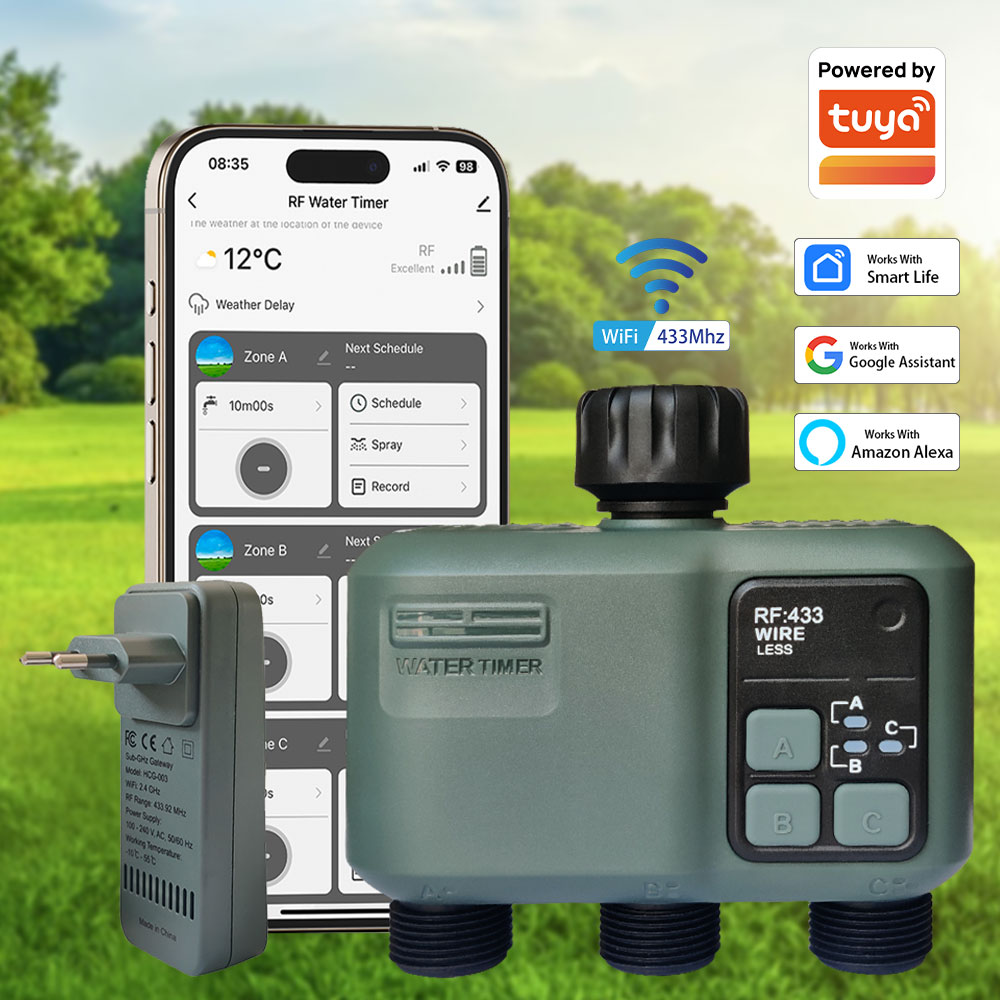 Wifi Irrigation Timer - Tuya Wifi+RF433 Timer Air 3-outlet untuk